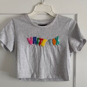White Fox Gray Baby Tee Graphic T Cropped women’s